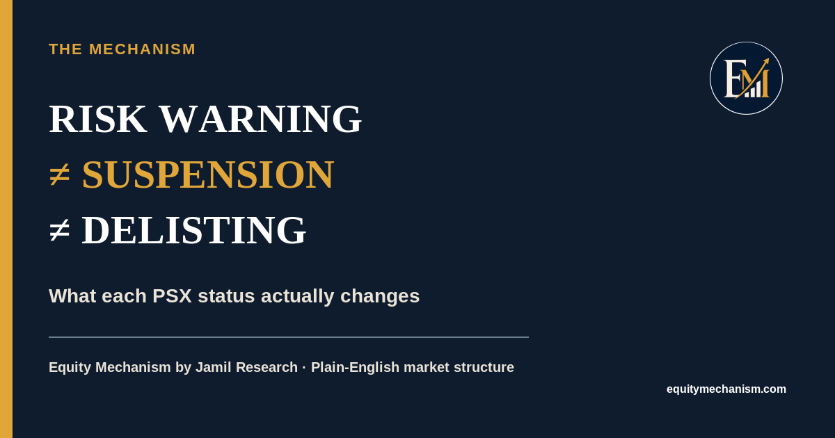 Risk Warning, Suspension and Delisting Are Not the Same on PSX